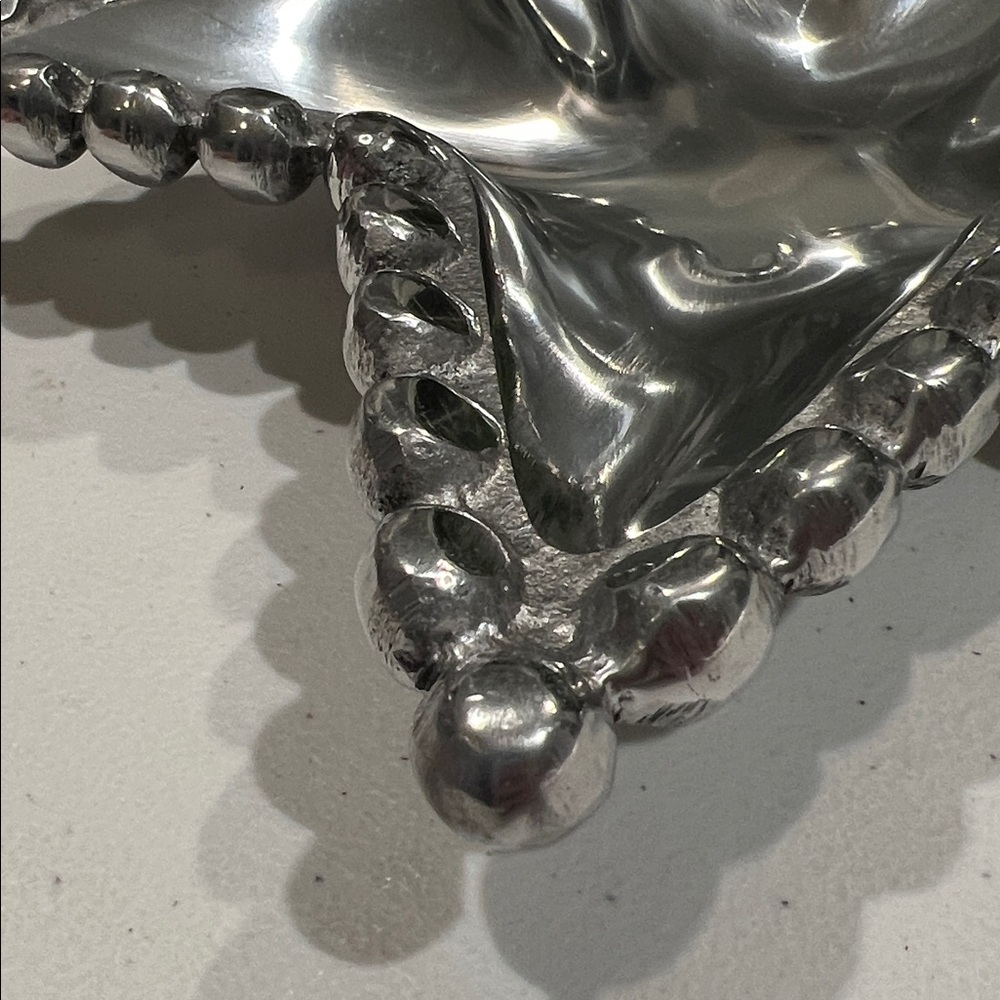 Artimino Silver Beaded Star Platter Trinket Dish Tarnish-Free Polished Aluminum - Picture 5 of 8